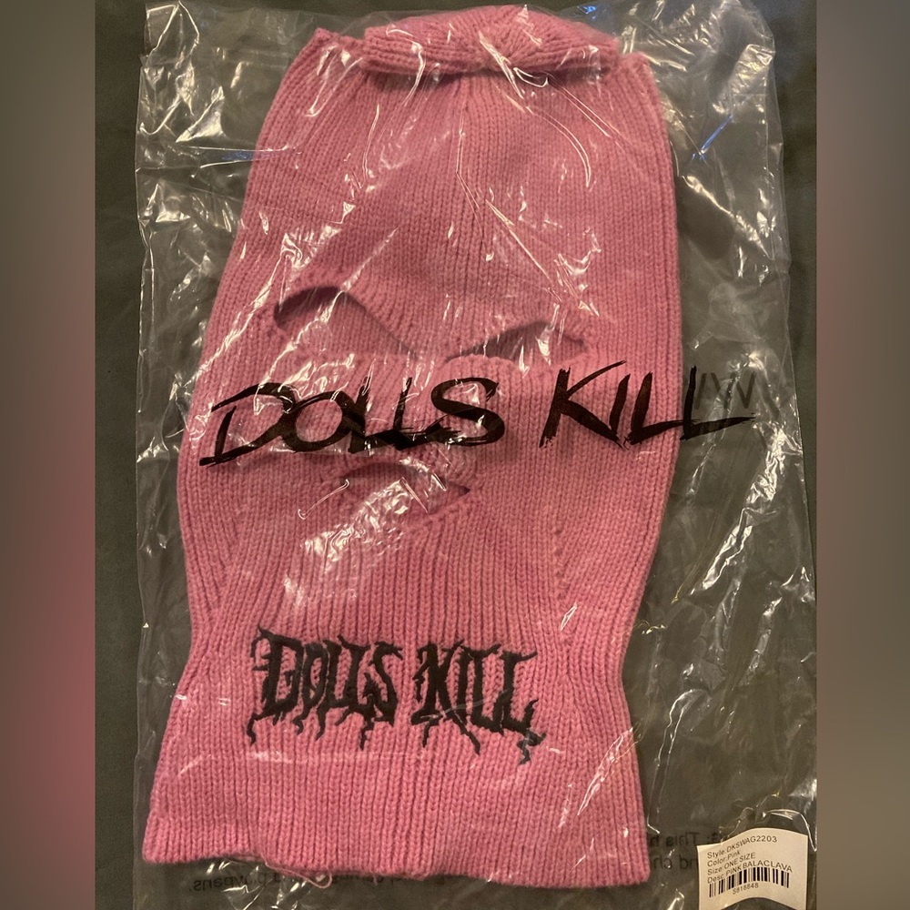 Dolls Kill pink knit ski mask or balaclava
